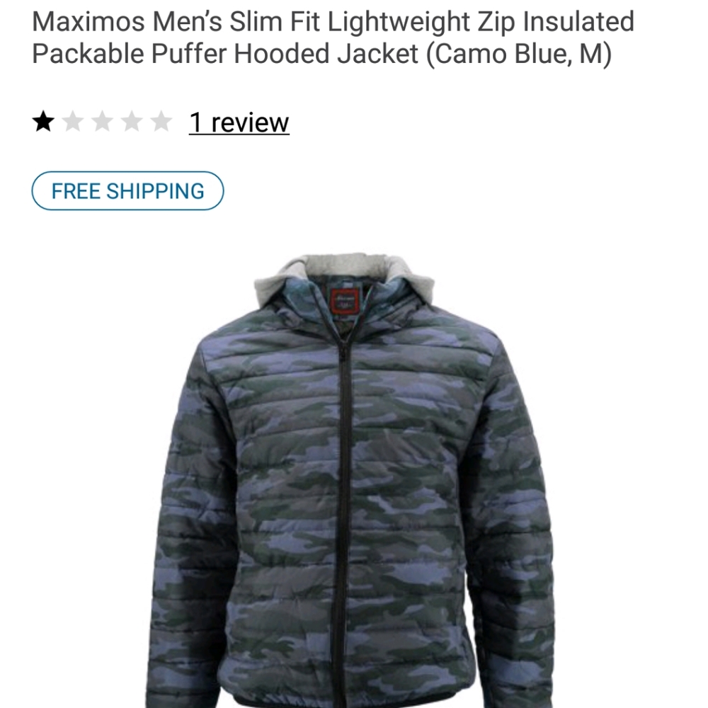 Blue camo men's hooded jacket